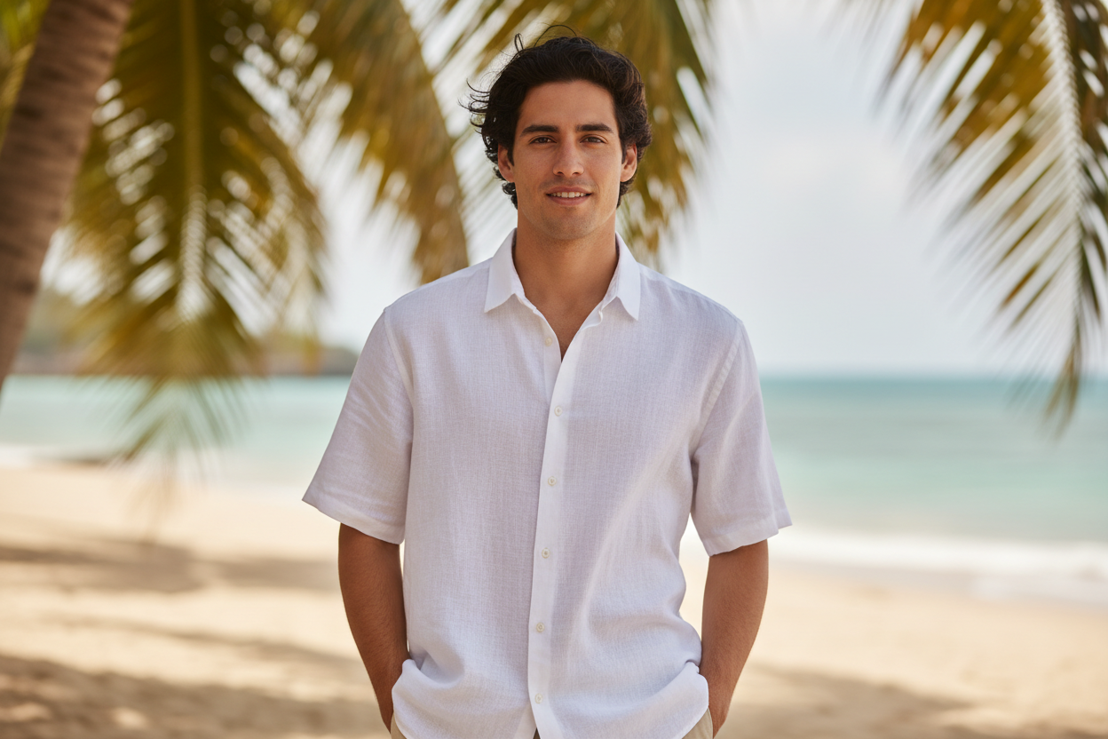 Camisa lino blanca frontal