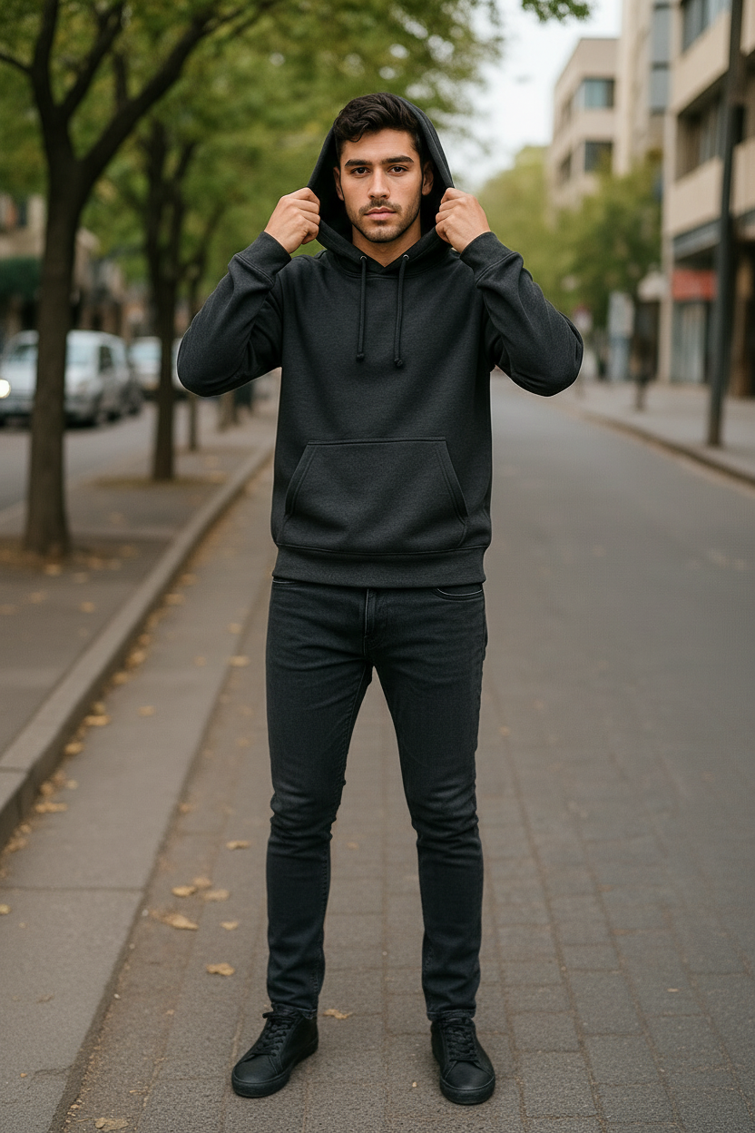 Modelo completo con polerón canguro