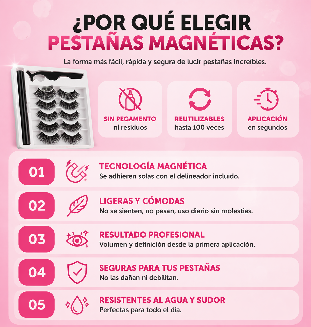 Pestañas Magnéticas™ Volumen Instantáneo • Sin Pegamento • Reutilizables
