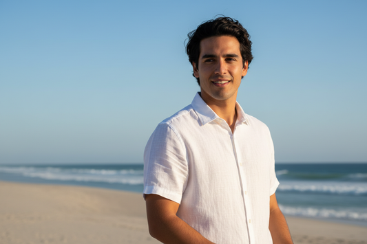 Camisa lino blanca tres cuartos