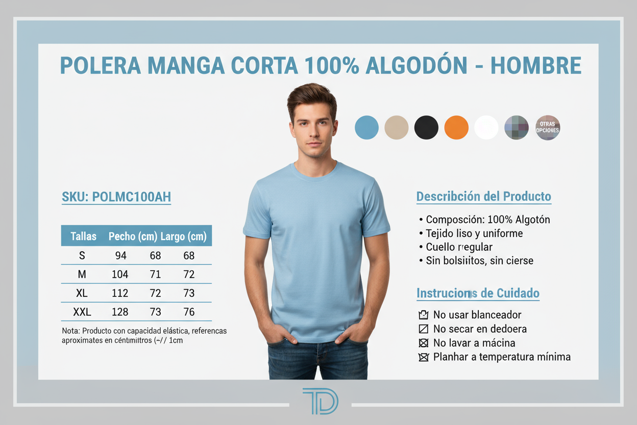 Ficha técnica polera hombre con logo TD