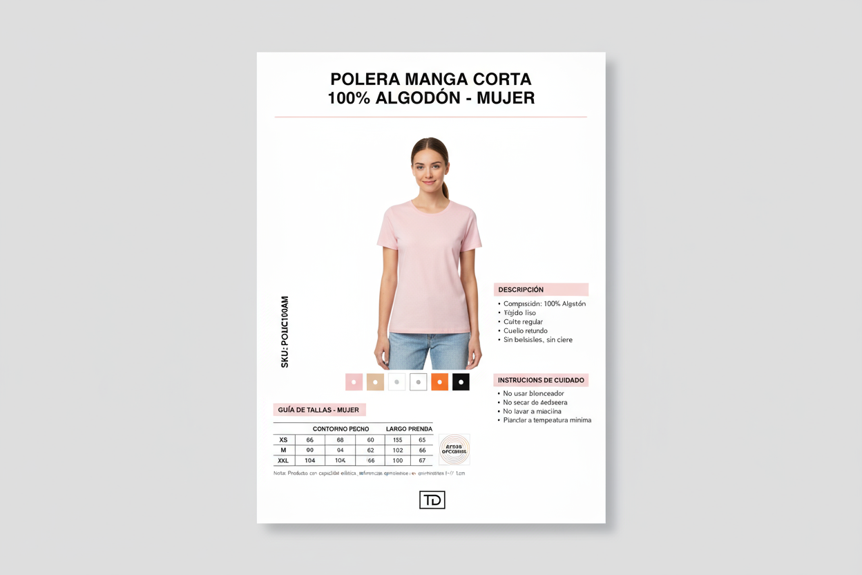 Ficha técnica polera mujer