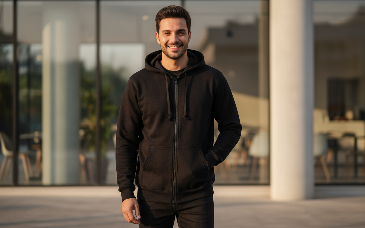 Modelo en entorno urbano moderno