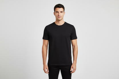 Polera negra modelo hombre