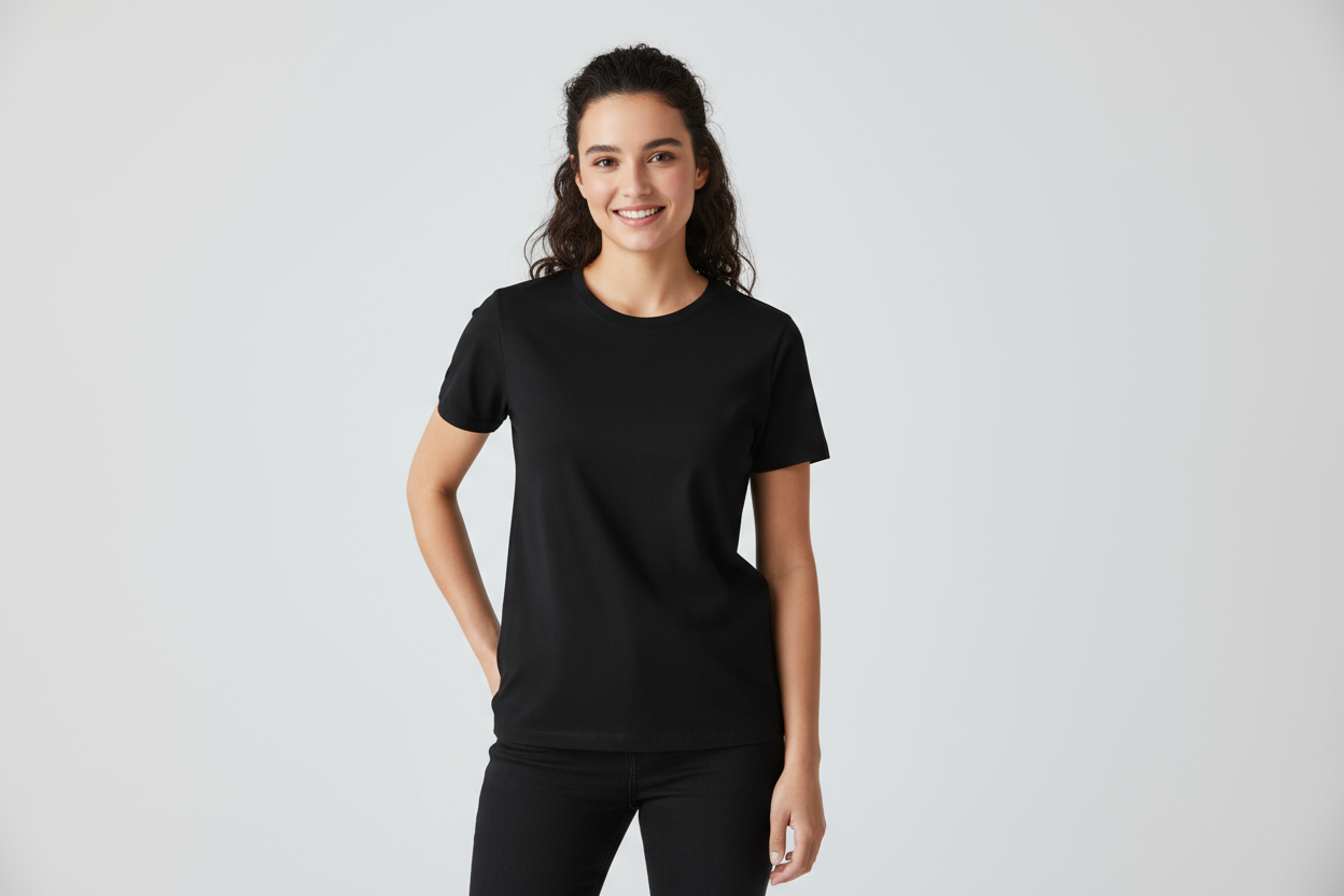 Polera negra modelo mujer